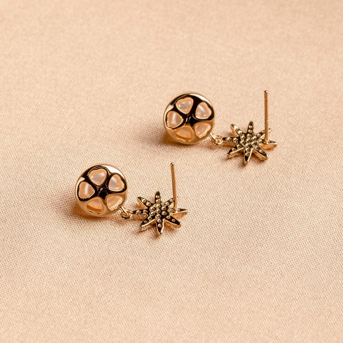 Octagram Star Pearl Earrings - saltycandy