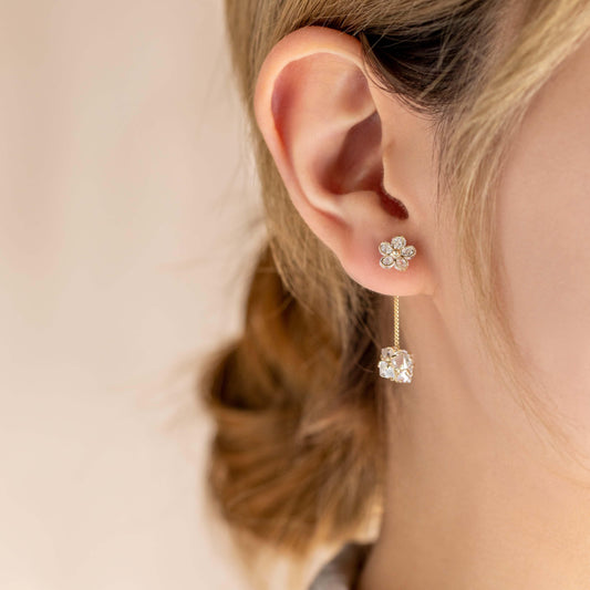Crystal Flower Drop Earrings - saltycandy