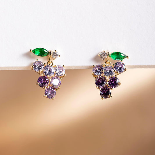 Crystal Grape Drop Earrings - saltycandy