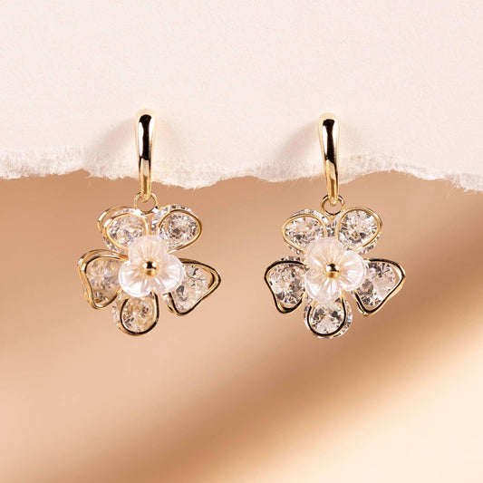 Bold Crystal Flower Drop Earrings - saltycandy
