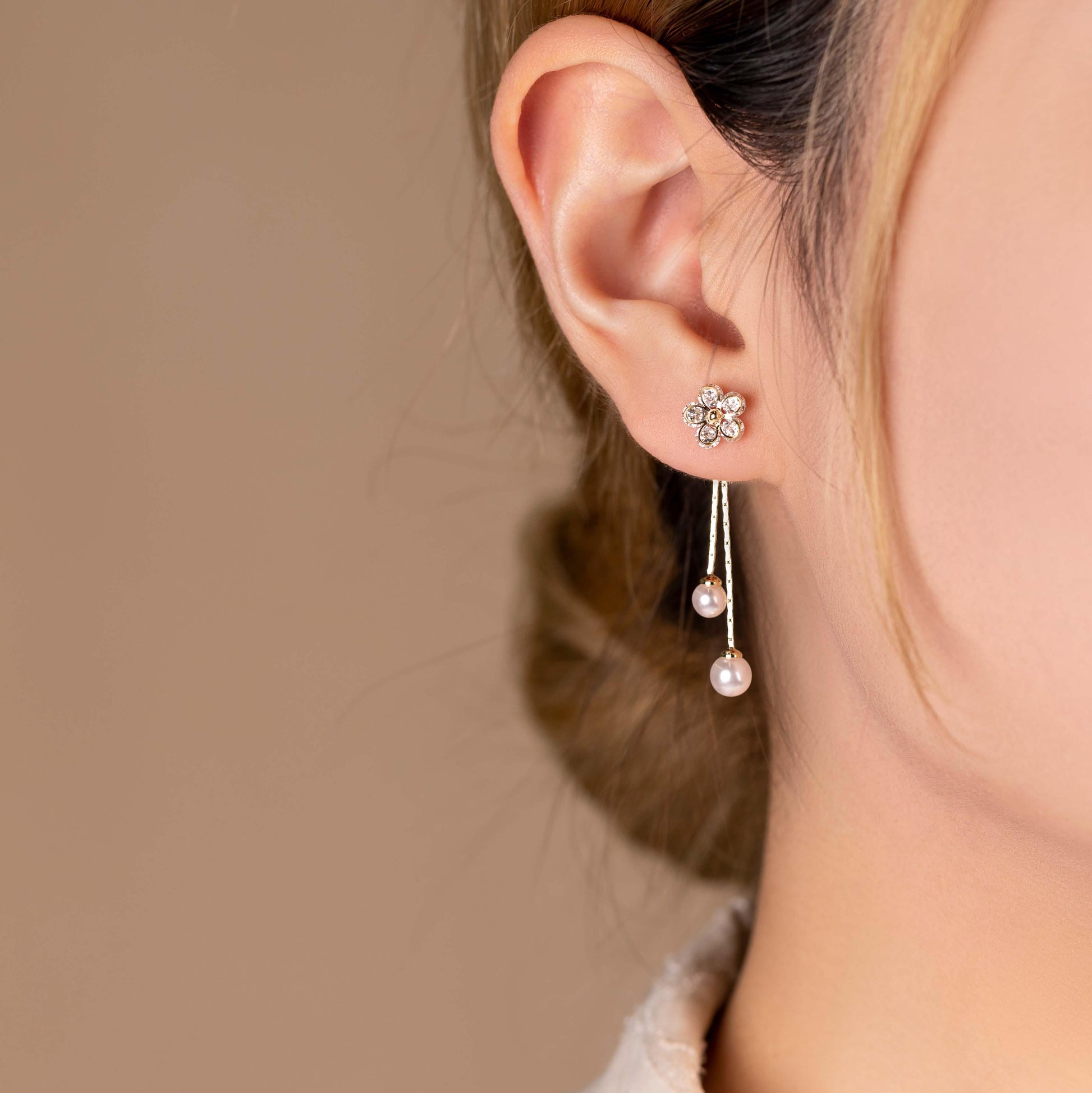 Flower Drop Earrings with Pearls - saltycandy