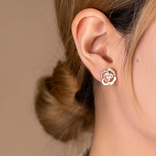 Two-tone Camellia Studs - saltycandy