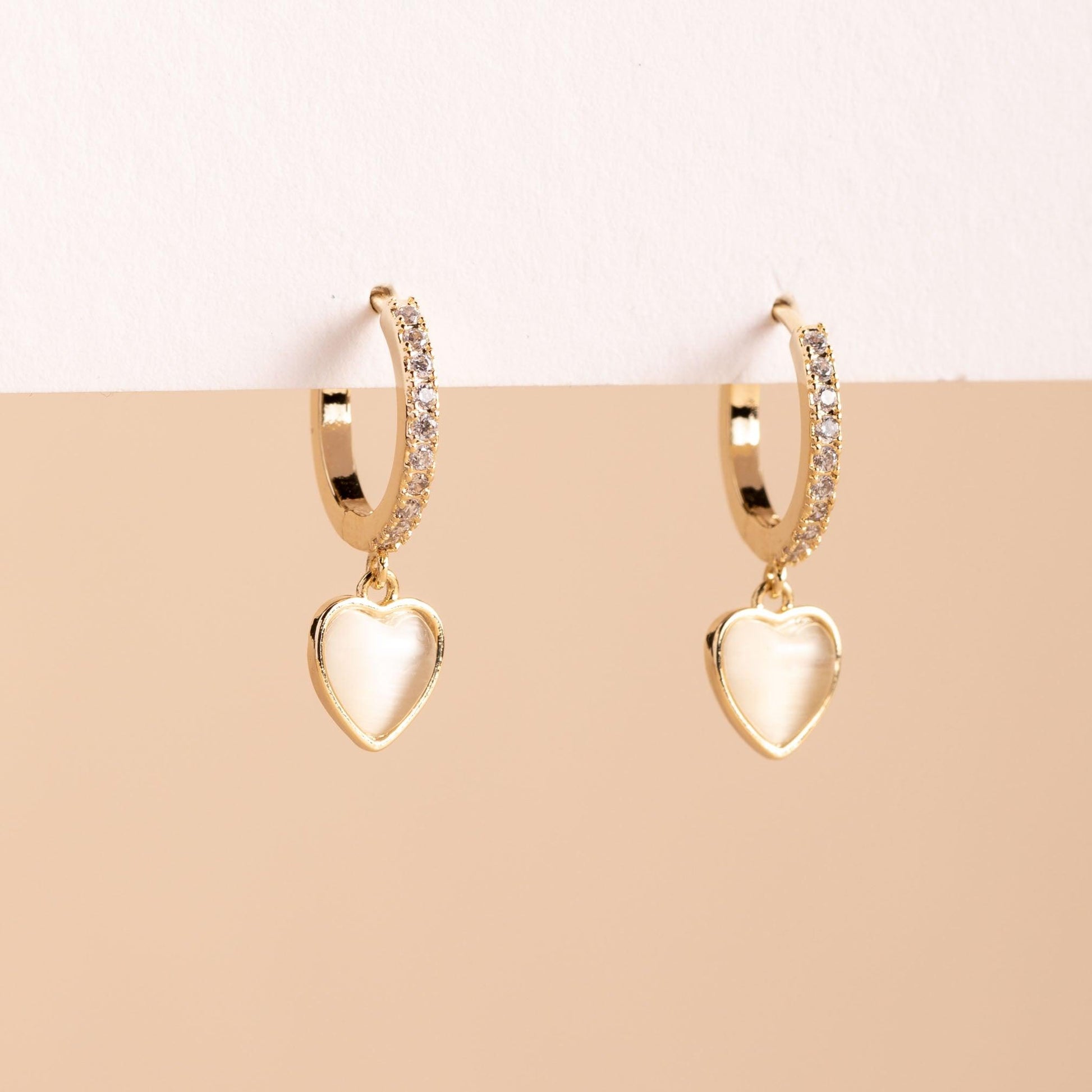 Opal Heart Hoop Earring - saltycandy