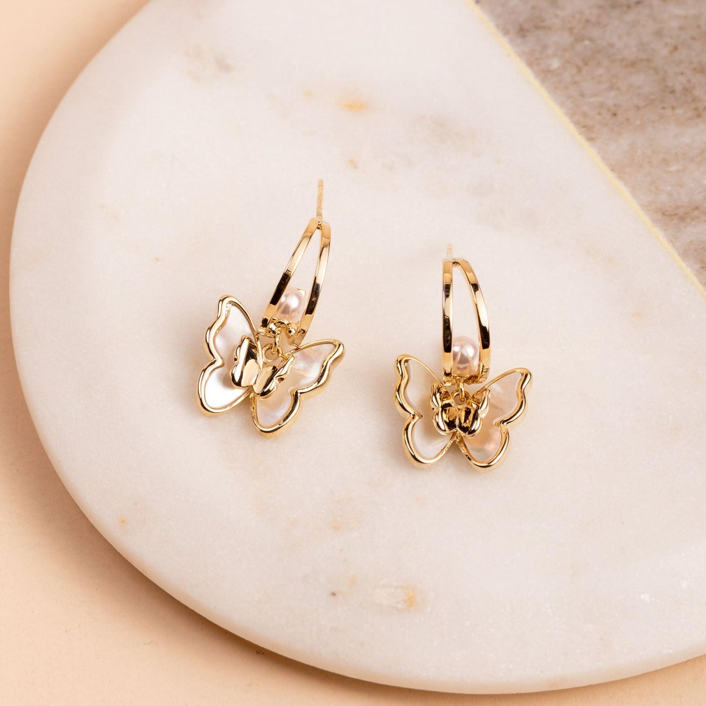 Shell Butterfly Drop Earring - saltycandy