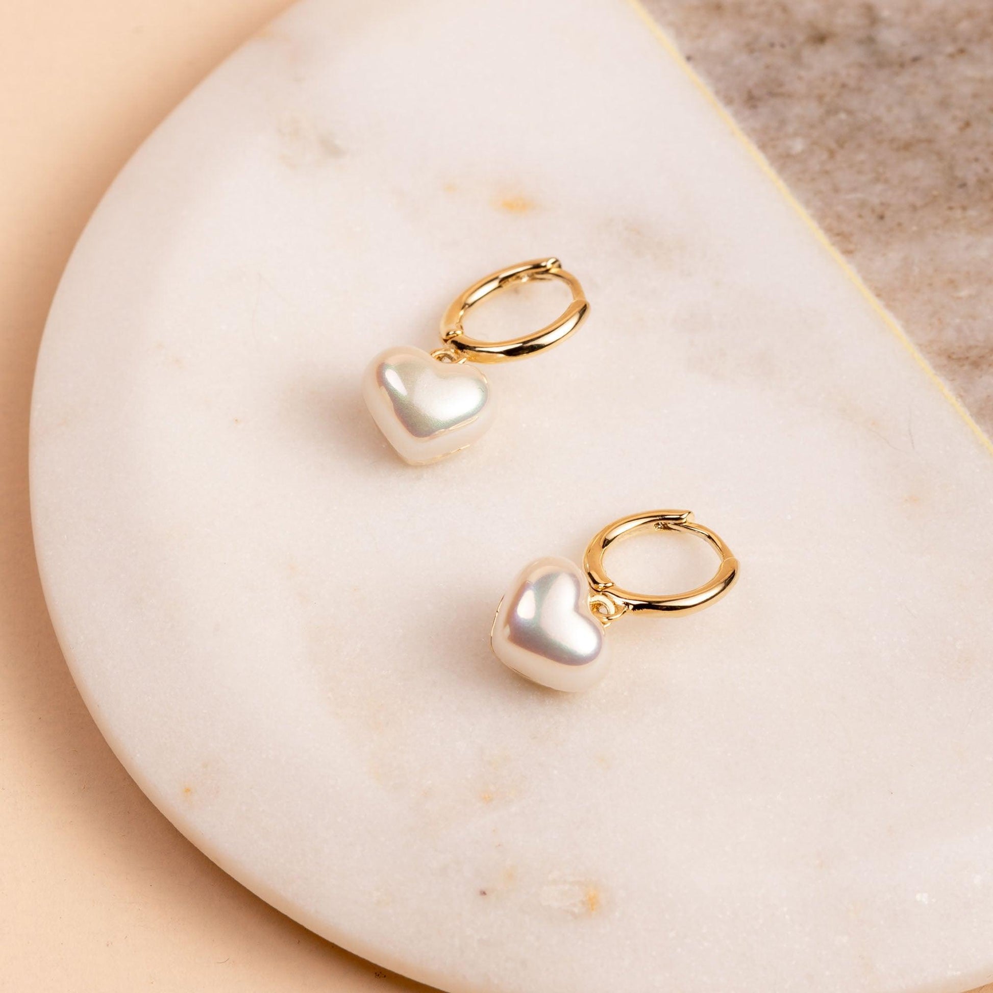 Pearl Heart Hoop Earring - saltycandy