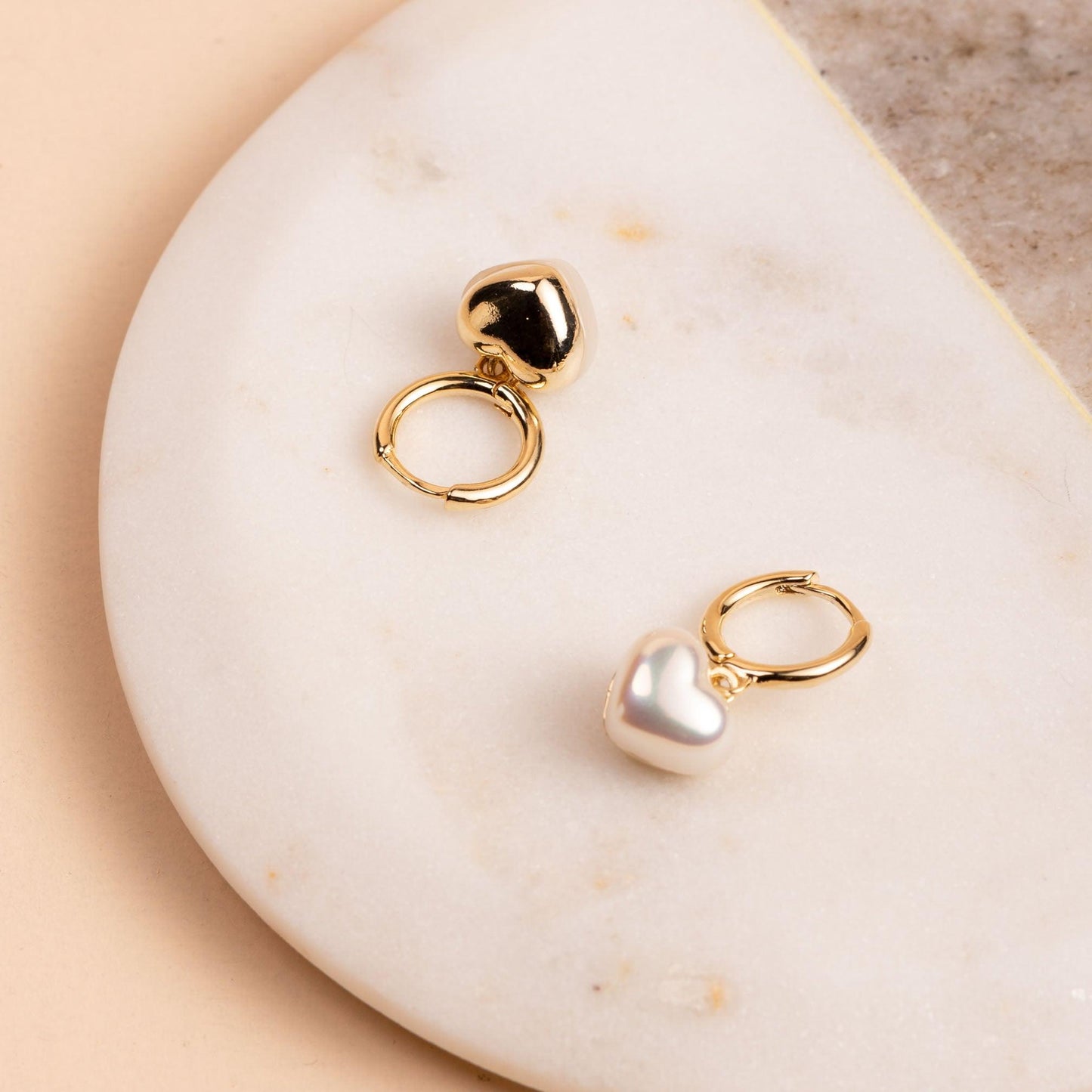 Pearl Heart Hoop Earring - saltycandy