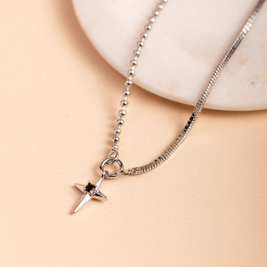 Asymmetrical Star Necklace Silver - saltycandy