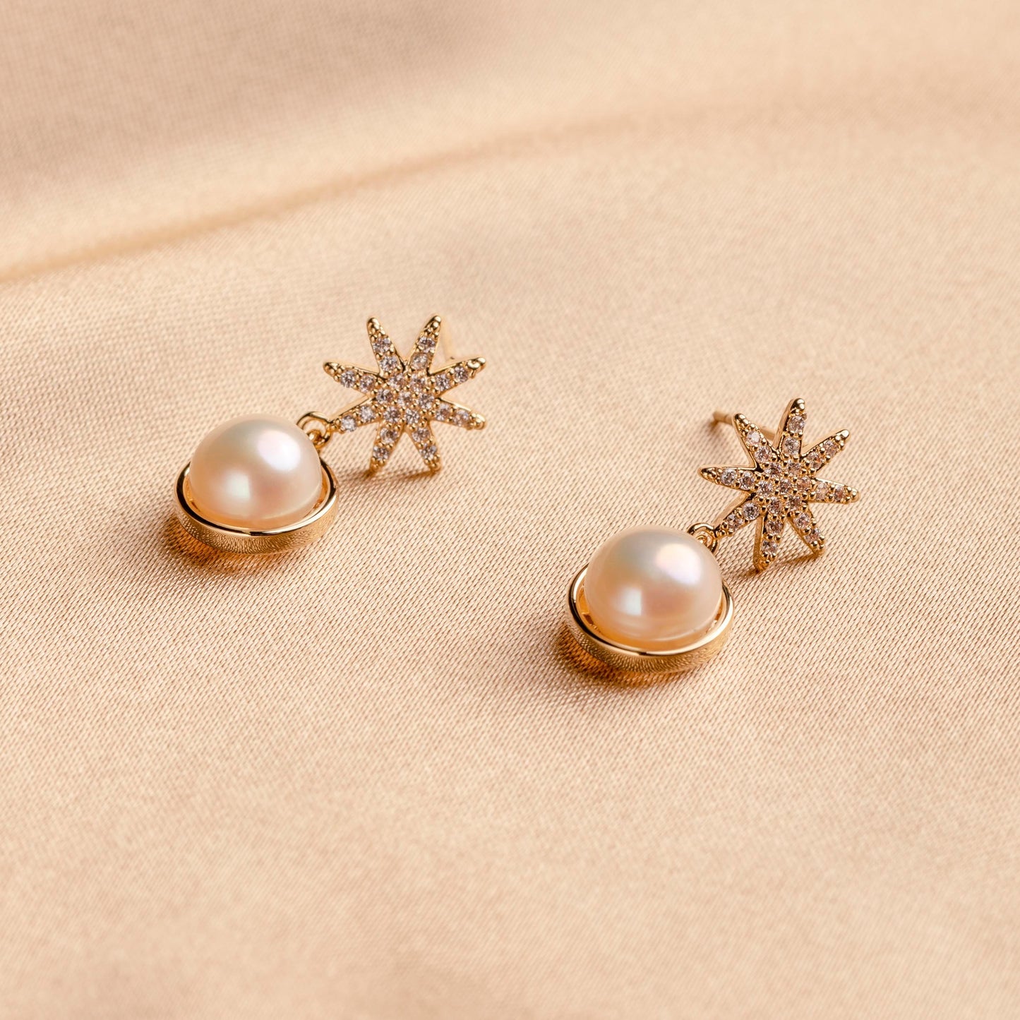 Octagram Star Pearl Earrings - saltycandy