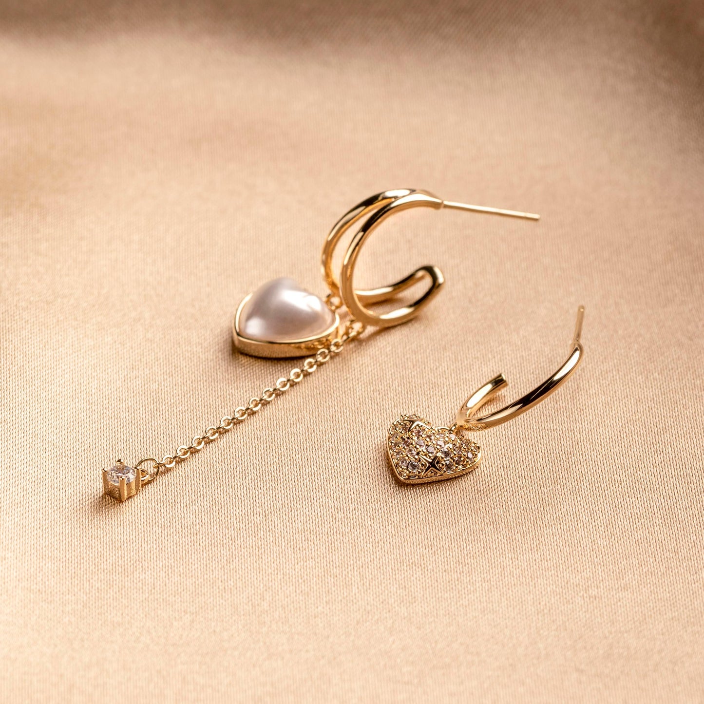 Asymmetrical Heart Drop Earrings - saltycandy