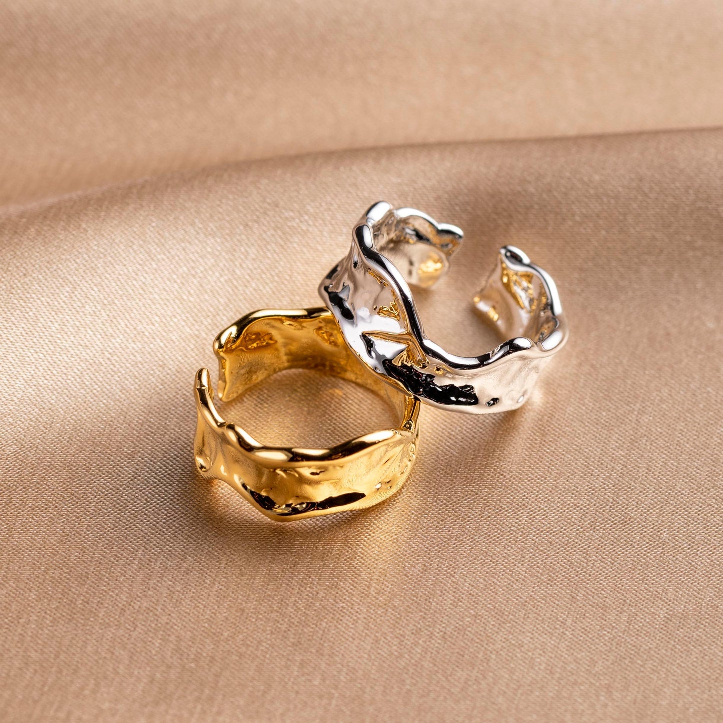 Wide Wrinkle Band Open Ring - saltycandy