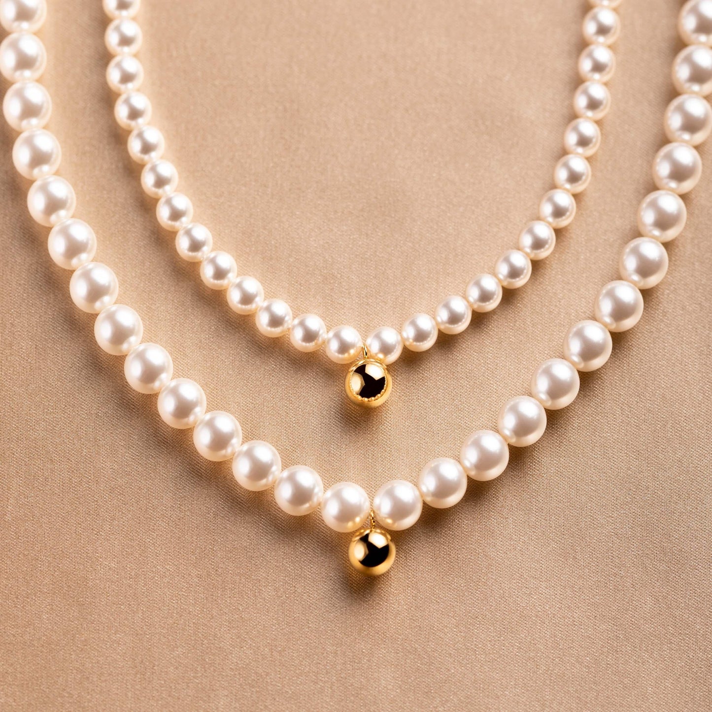 Classic Pearl Necklace with Gold Bean - saltycandy