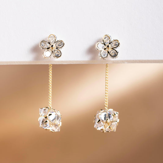 Crystal Flower Drop Earrings - saltycandy