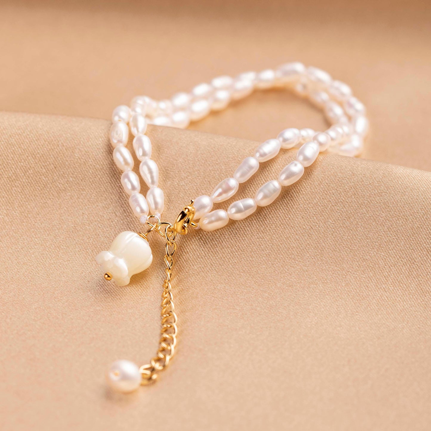 Layered Lily of the Valley Freshwater Pearl Bracelet - saltycandy