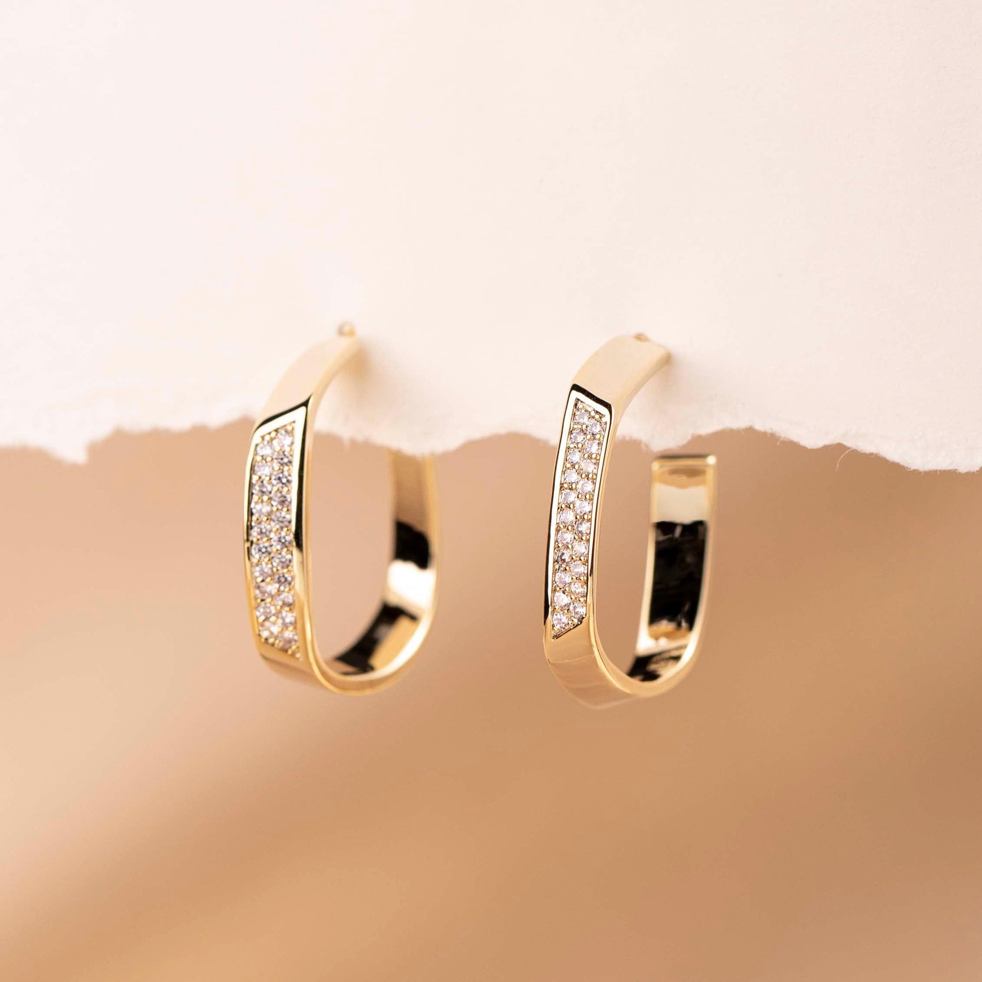 Shiny Rectangle Hoop Earrings - saltycandy