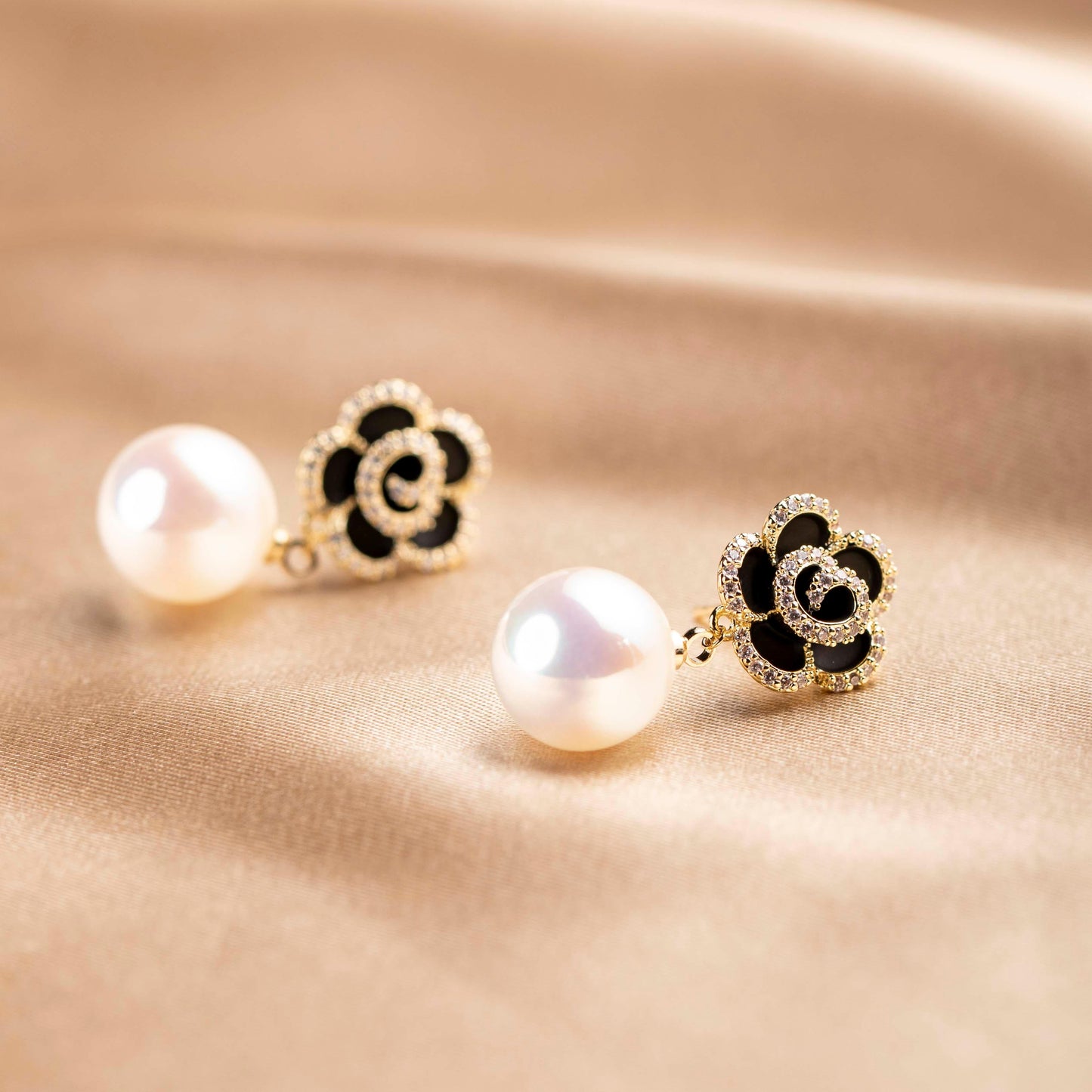 Pearl Camellia Drop Earrings - saltycandy