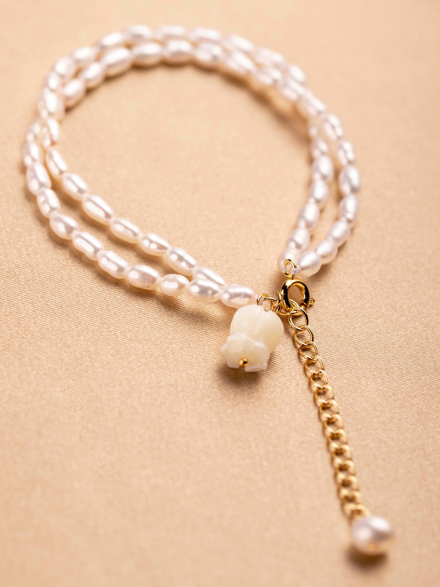 Layered Lily of the Valley Freshwater Pearl Bracelet - saltycandy