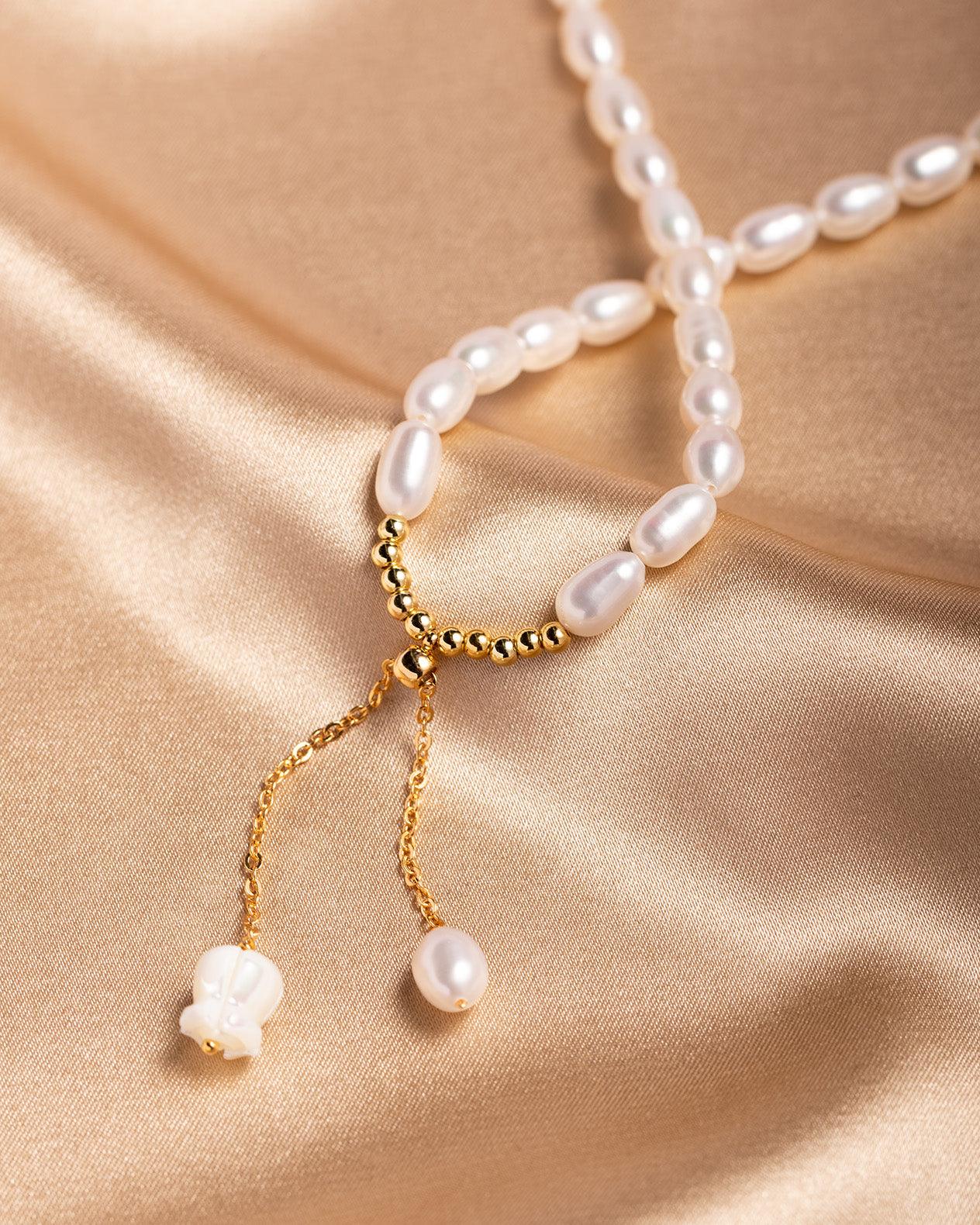 Lily of the Valley Freshwater Pearl Necklace - saltycandy