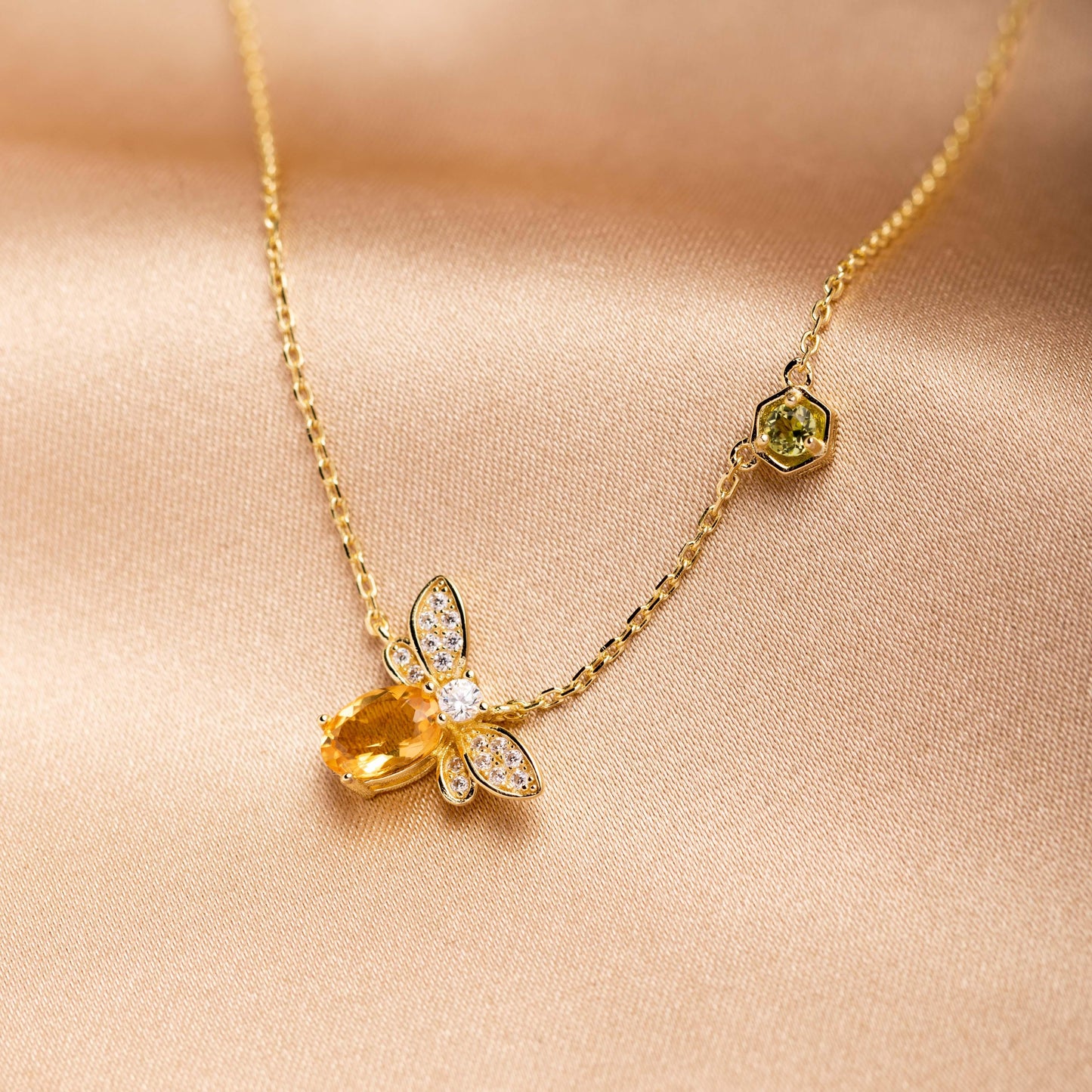 Fine Italian Gold Citrine Bee Set - saltycandy