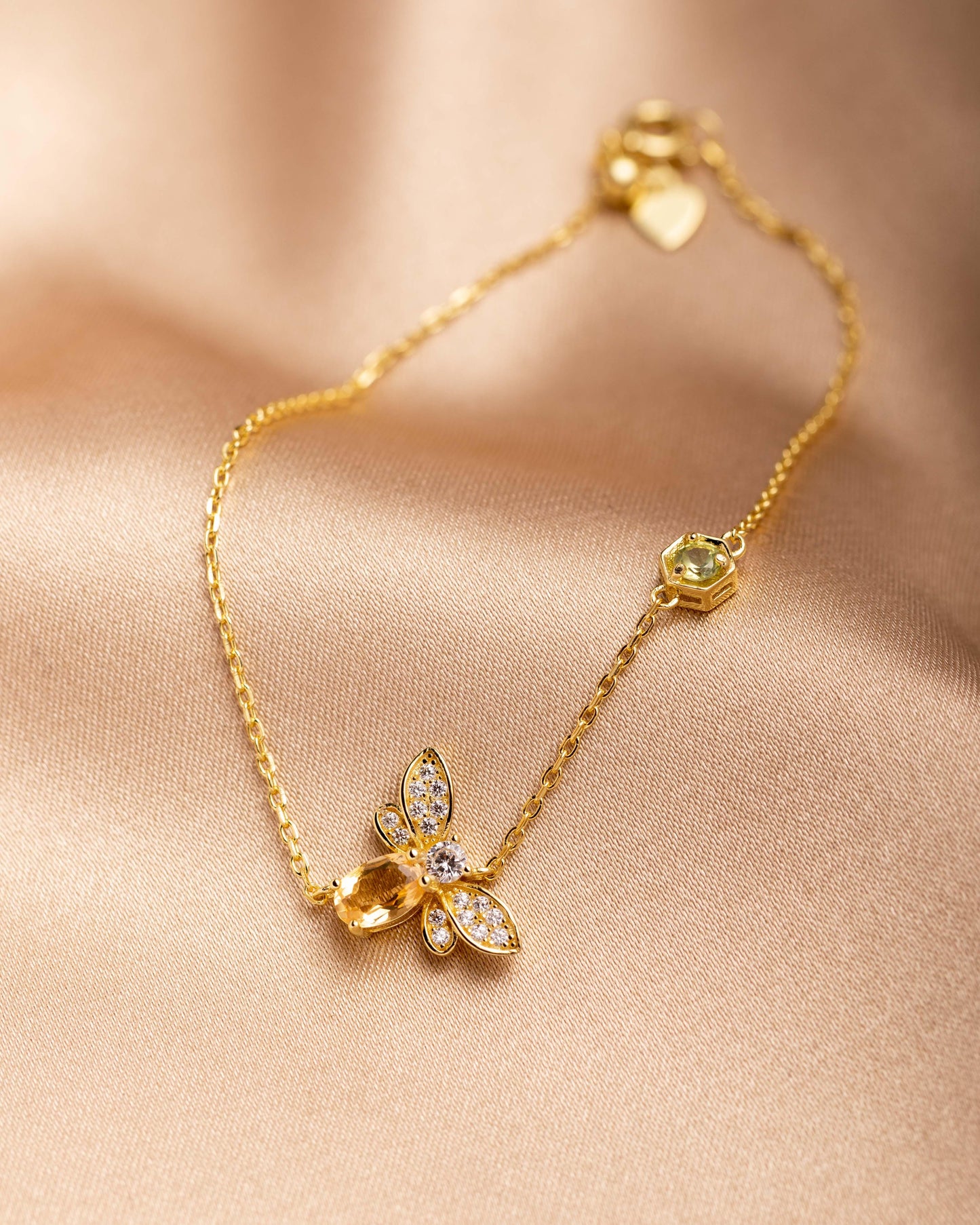 Fine Italian Gold Citrine Bee Set - saltycandy