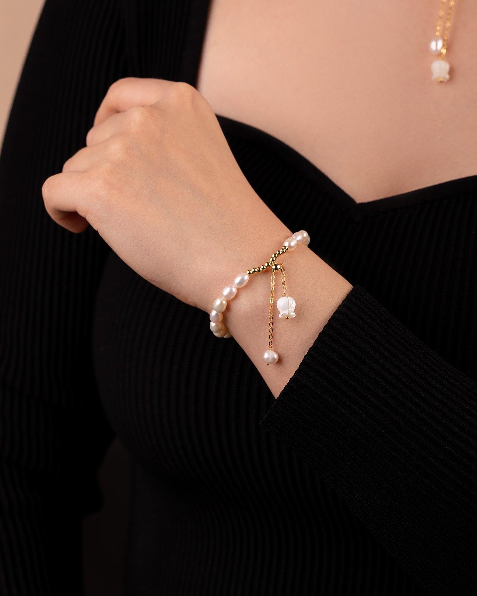 Lily of the Valley Freshwater Pearl Bracelet - saltycandy