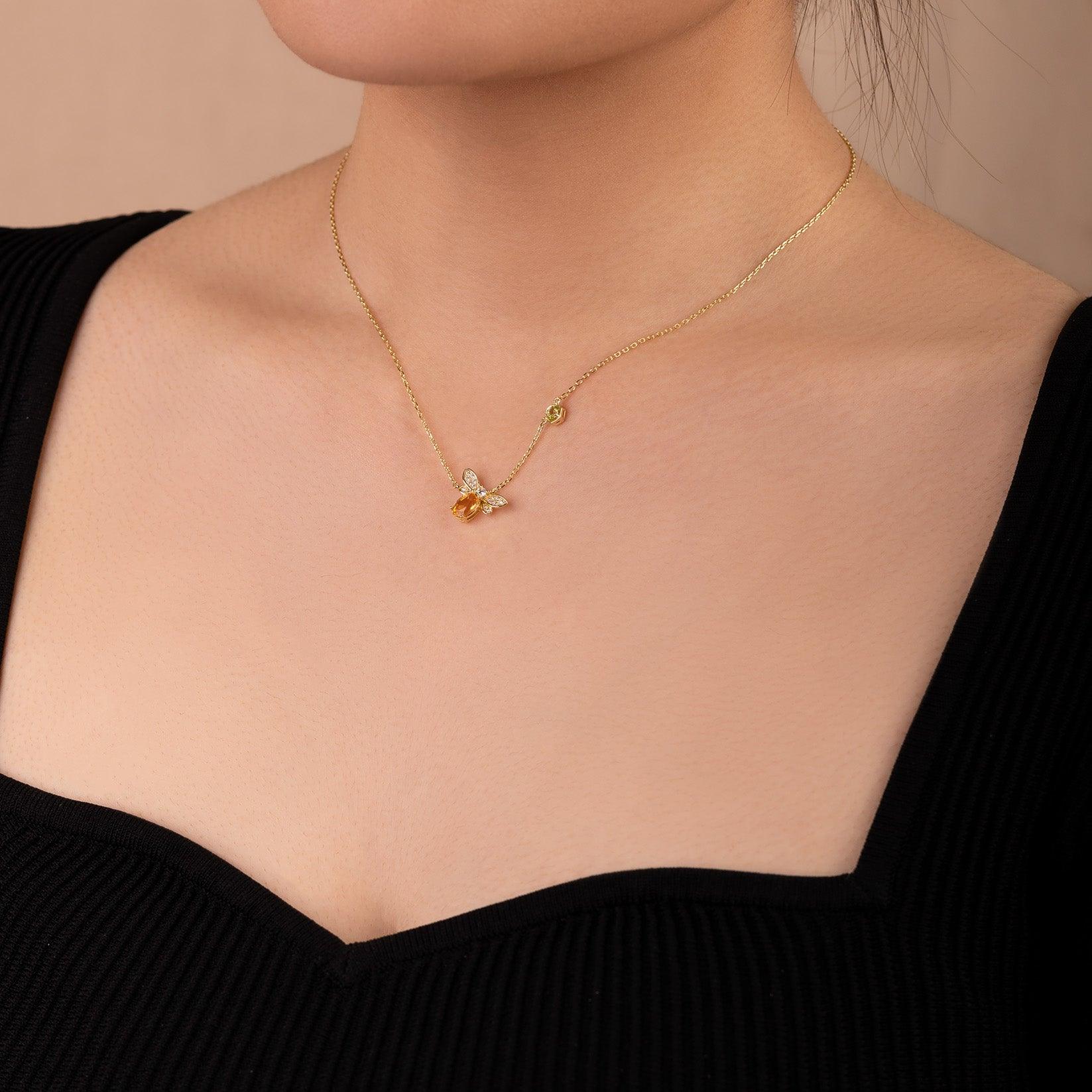 Fine Italian Gold Citrine Bee Set - saltycandy